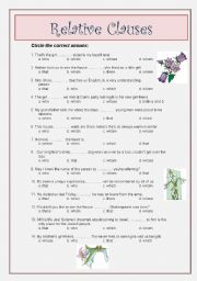 English Worksheet: Relative Clauses (two pages)