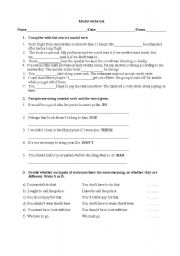 English worksheet: Modal verbs