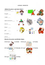 English worksheet: school subjects