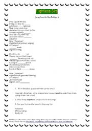 English Worksheet: Twilight song 