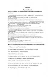 English Worksheet: Reported Speech exercises