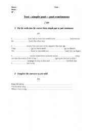English worksheet: Simple past and past continuous
