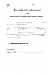 English Worksheet: Simple past and past continuous