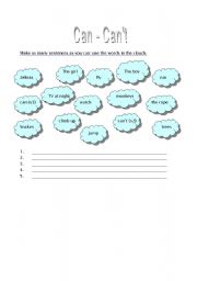 English worksheet: Make as many sentences as you can