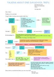 English Worksheet: ONE DAY SCHOOL TRIPS