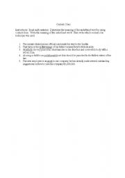 English worksheet: Context Clues Worksheet 1