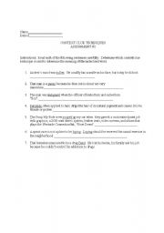 English worksheet: Context Clues Worksheet 2