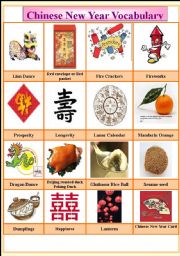 English Worksheet: Chinese New Year Vocabulary (Cryptogram & Reading Exercise) 2 pages