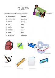 English worksheet: At school