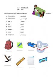 English Worksheet: At school