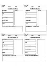 English worksheet: SELF INTRO