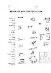English worksheet: Classroom items