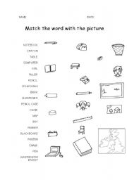 English Worksheet: Classroom items