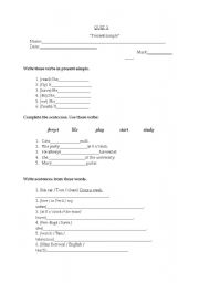 English worksheet: Present simple