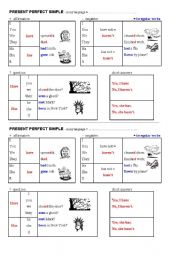 English Worksheet: grammar chart - present perfect simple