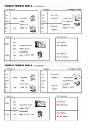 grammar chart - present perfect simple