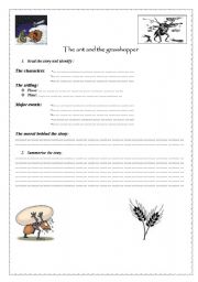 English Worksheet: the ant and the grasshopper