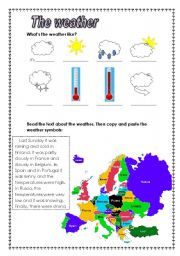 English Worksheet: The weather in Europe -2 pages-