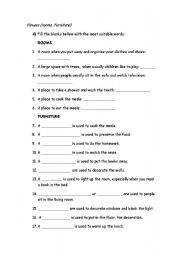 English worksheet: Rooms and furniture