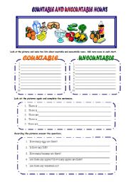 English Worksheet: Countable and uncountable nouns