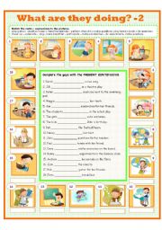 English Worksheet: WHAT ARE THEY DOING? - Part 2 -PRESENT CONTINUOUS