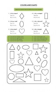 English Worksheet: Colors and shapes