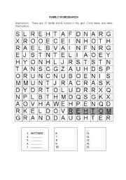 English Worksheet: puzzle about  family members