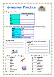 English Worksheet: Grammar Practice