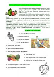 English Worksheet: SIMPLE PAST: THE GARDEN AND THE VEGETABLES