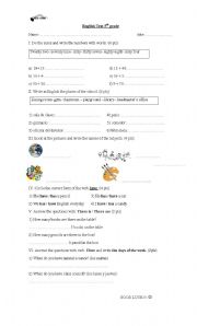 English worksheet: subjects