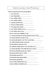 Relationship Word Finding