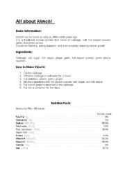 English Worksheet: Kimchi facts