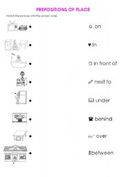 English Worksheet: Prepositions of PLace