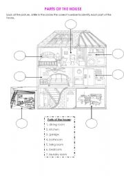 English Worksheet: Parts of the House
