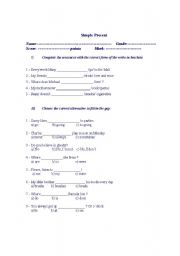 English worksheet: simple present