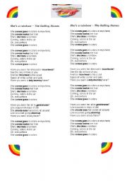 English worksheet: Shes a rainbow