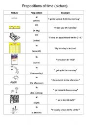 English Worksheet: Prepositions of time 