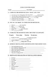 English worksheet: general review 