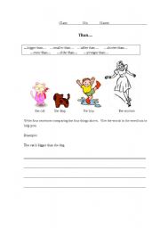 English worksheet: Than...