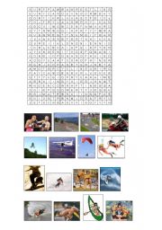 English worksheet: EXTREME SPORTS CROSSWORD