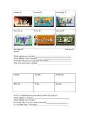 English Worksheet: timetable for school subjects