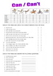 English Worksheet: cancant