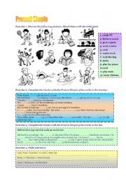 English Worksheet: Present Simple intensive exercises 2 pages