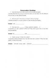 English worksheet: Conversation: Greetings