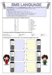 English Worksheet: SMS LANGUAGE