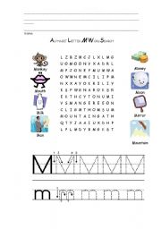 English worksheet: Wordsearch of M letter