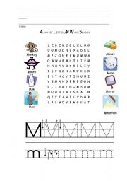 English Worksheet: Wordsearch of M letter