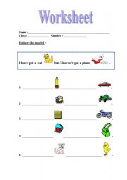 English worksheet: have got-affirmative-negative