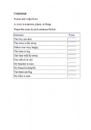 English worksheet: Nouns and adjectives
