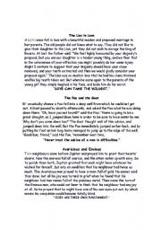 English Worksheet: Past Tense Aesops fables
